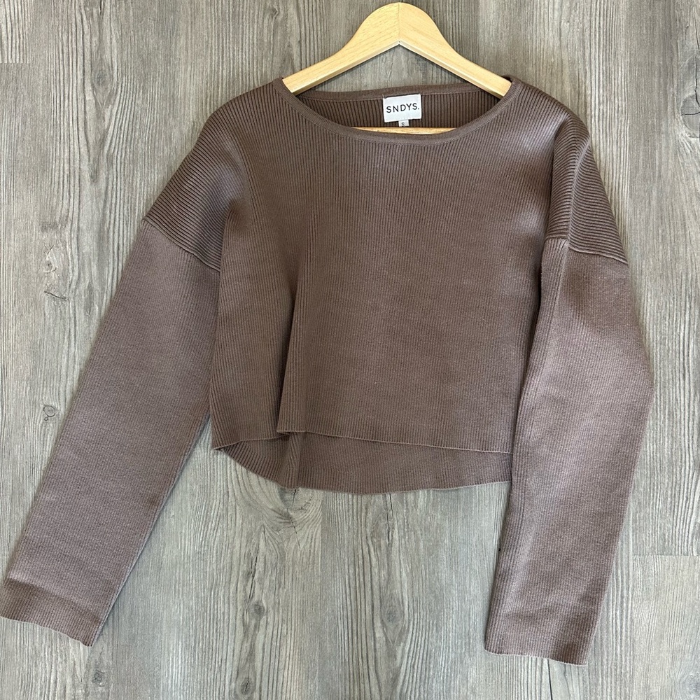 SNDYS REVOLVE Brown Ribbed Sweater Size Small